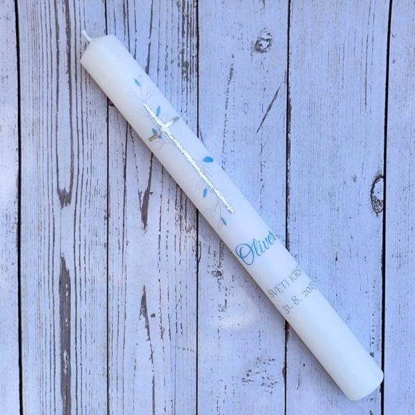 Klasična ozka krstna sveča Križ z vejico