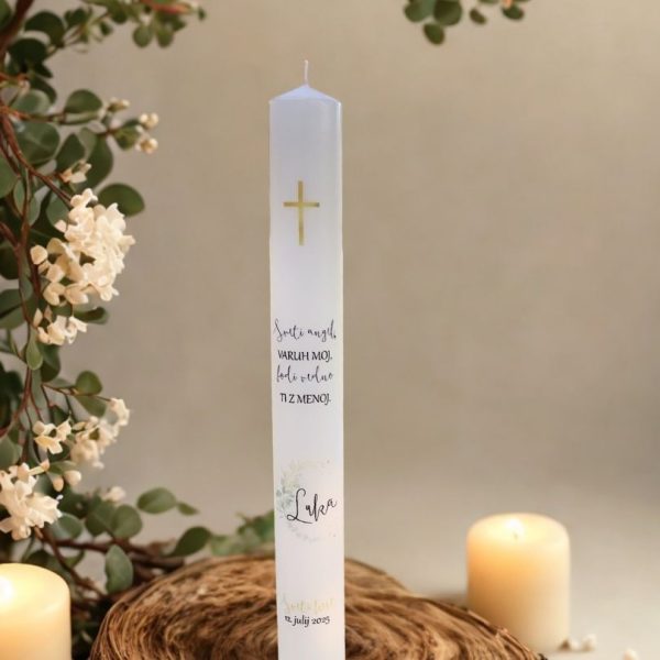 Klasična ozka krstna sveča Evkaliptus